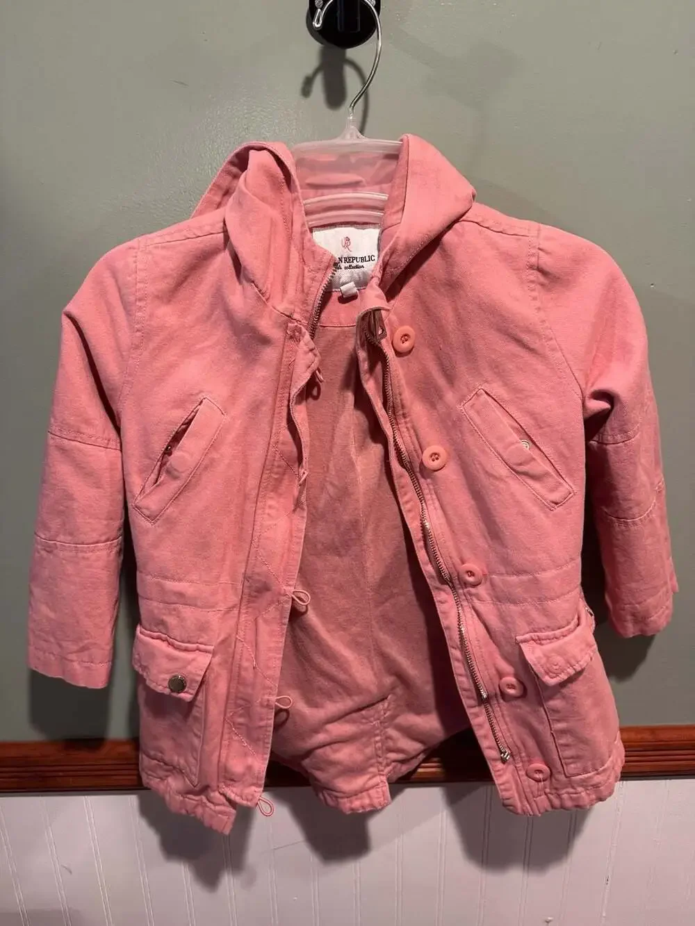 Urban Republic Girls Pink Utility Hooded Jacket Size M (5/6)